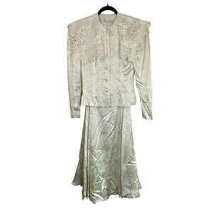 Vintage Jessica McClintock Silk Lace Dress Set Mint 8